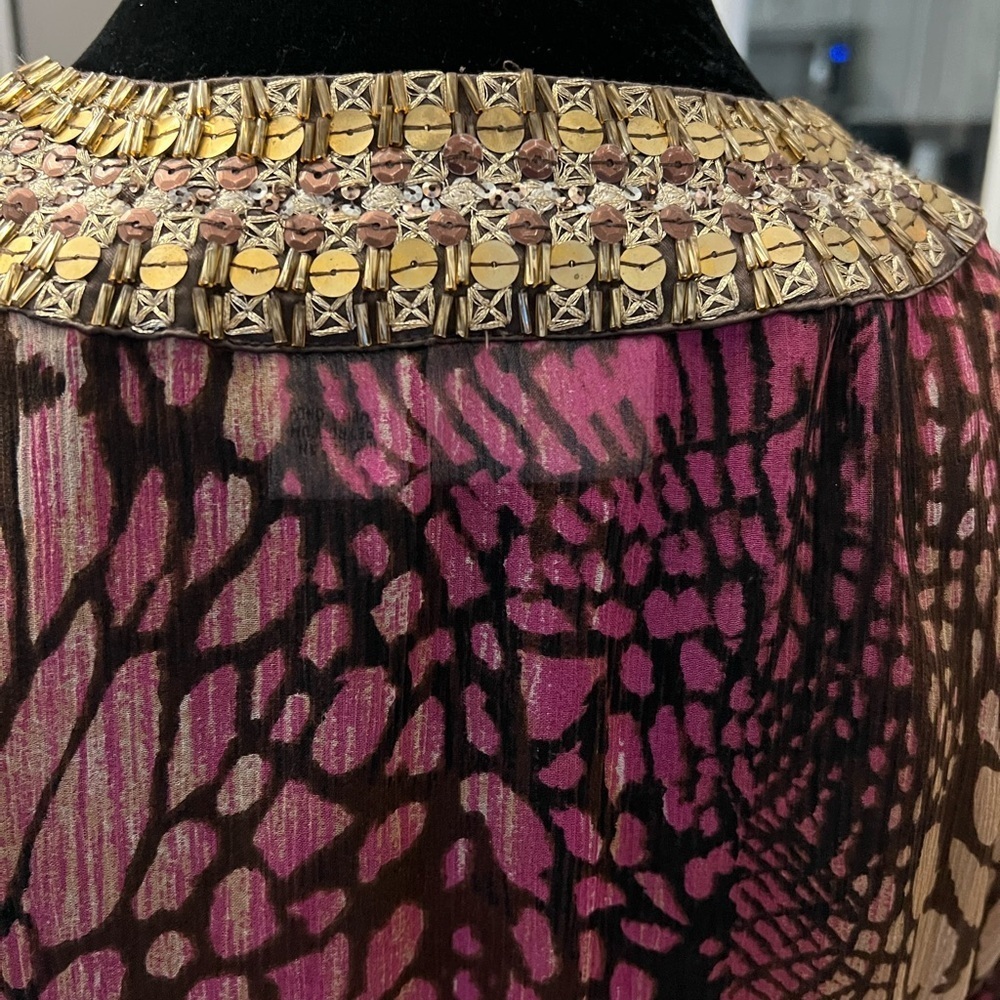 Gorgeous embellished animal print sheer top from Chicos size 1 EUC - Picture 9 of 12